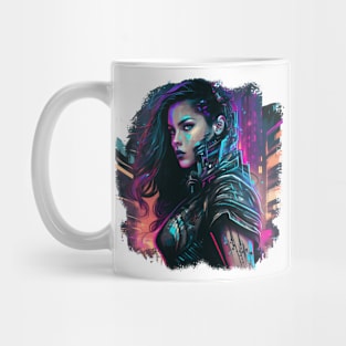 Cyber woman neon Mug